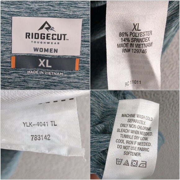 Ridgecut Toughwear Athletic Tee Womens Teal Long Sleeve Wicking T Shirt Size XL - Picture 4 of 7